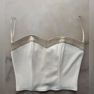 Vintage 90s Twins Leather Genuine Leather Trim Bustier Corset Top